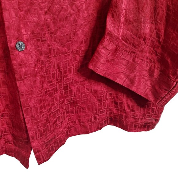 Alfani Mens Size M Shirt Pajama Top 100% Silk Button Down Geometric Textured - Picture 6 of 10